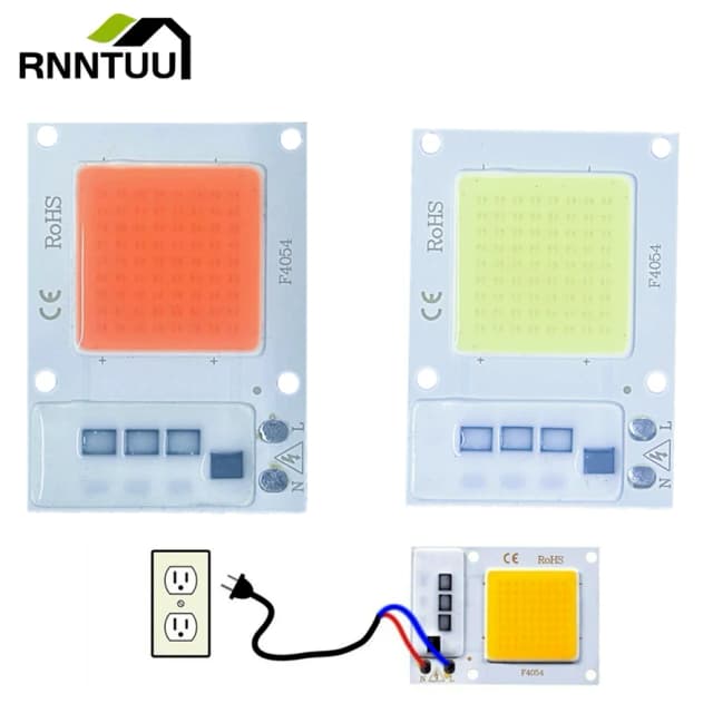 Puce lumineuse de croissance LED COB, 220V/110V, 10W, 20W, 30W, spectre complet, éclairage pour culture de plantes, sans pilote