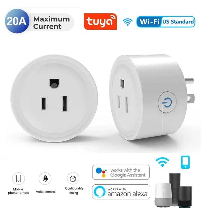 Tuya-Prise intelligente WiFi standard américain, 20, 10A, prise WiFi pour maison intelligente, télécommande, Alexa, Google Home, vos appareils ménagers