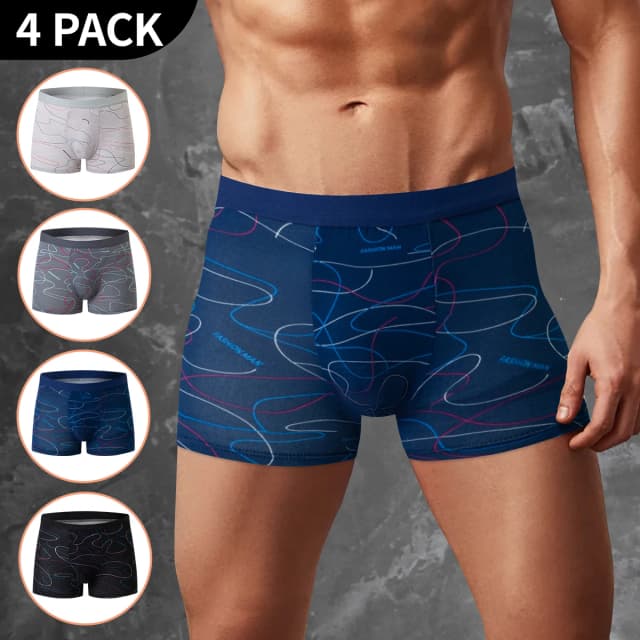 Sous-vêtements pour hommes 4 pièces, confortable et à la mode, short imprimé grande taille Maximum 6XL, maillot de bain pour adolescents.