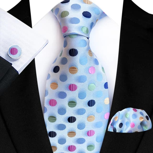 Cravates à pois pour hommes, ensemble de boutons de manchette carrés de poche, de luxe, 8cm de large, à fleurs, à la mode, cadeau de fête de mariage