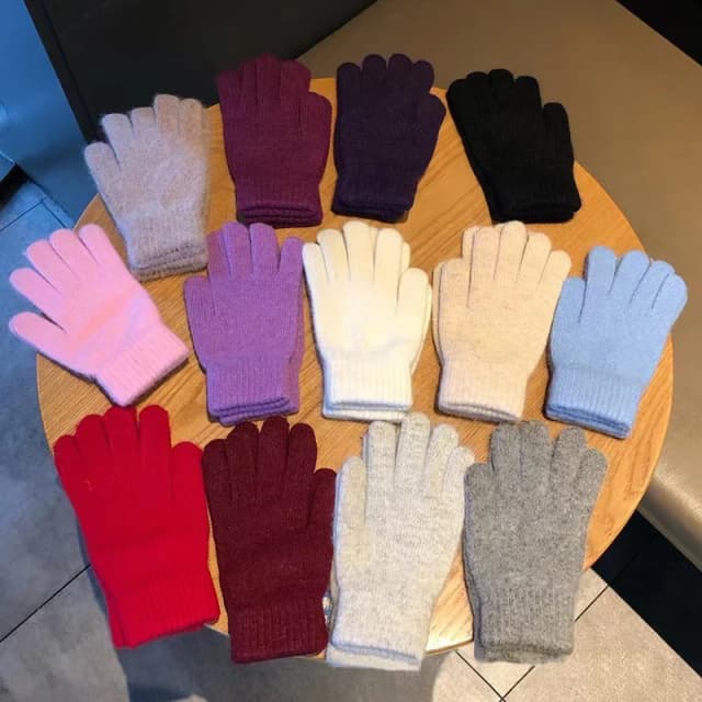 Gants tricotés en cachemire pour femmes, garde au chaud, solides, haute élasticité, doux, mignons, multicolores, coupe-vent, nouvelle collection hiver