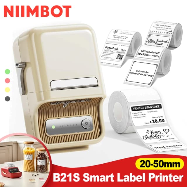 Imprimante d'étiquettes thermique portable Niimbot B21 Mini Bluetooth, fabricant d'étiquettes de poche ou autocollants adhésifs pour code-barres, utilisation sur les vêtements