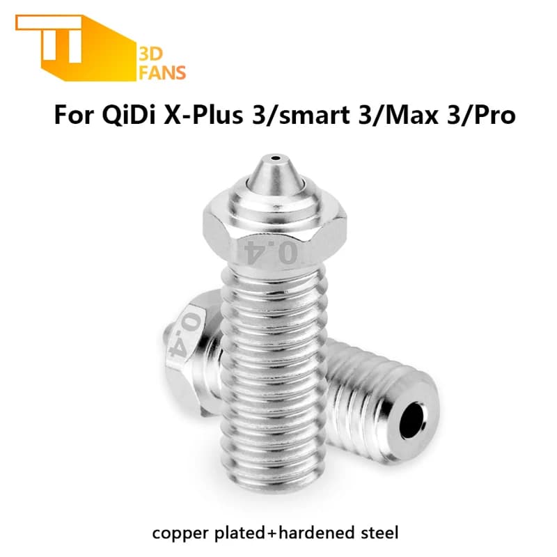 Buse bimétallique pour QIDI Q1-Pro/X-Max 3/X-Plus 3/X-Smart 3, buse en acier trempé en cuivre plaqué
