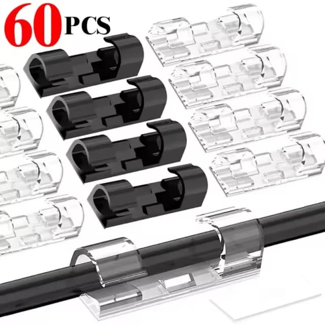 Organisateur de Clips de câbles, support de fil de chute, gestion des câbles, gestionnaire de câbles auto-adhésif, enrouleur de fil à pince fixe pour maison, bureau et voiture