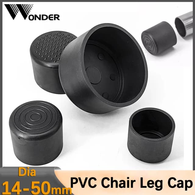 Couvre-pieds de chaise ronds noirs antidérapants, tampons de protection de sol, bouchons de tuyaux, diamètre 14-50mm