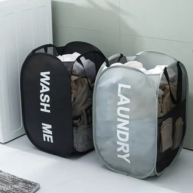 Mir à linge portable en maille, ouverture large, respirant, pliable et peu encombrant