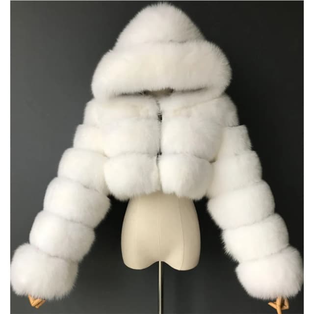 Haute qualité fourrure recadrée fausse fourrure manteaux et vestes femmes moelleux couche de finition avec capuche hiver fourrure Veste Manteau Femme