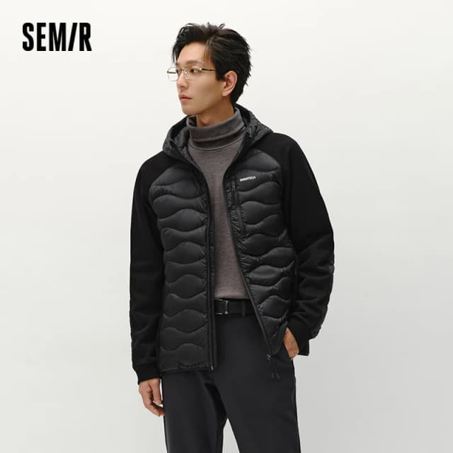 Semir doudoune hommes léger vêtements d'extérieur à capuche hydrofuge générant de chaleur antibactérien 2025 hiver nouveau bloc de couleur