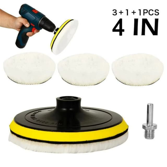 Disque de ponçage floqué de 4 pouces, 5 pièces, tampons de polissage à support de crochet et boucle, roue de polissage pour perceuse électrique, polisseuse