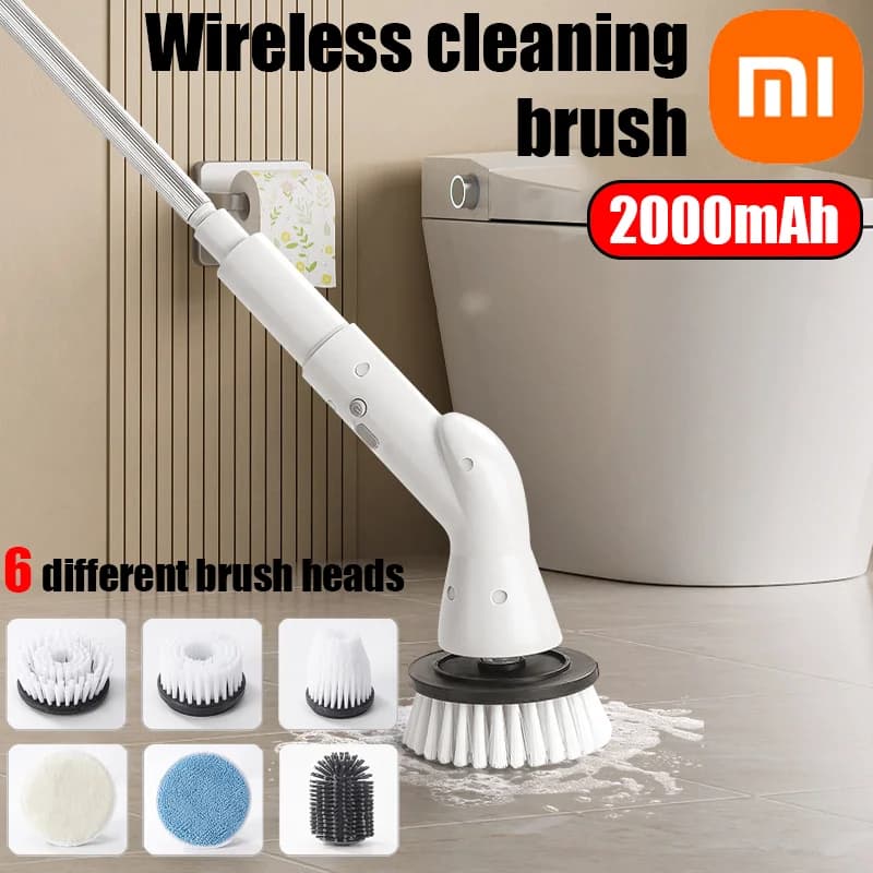 Xiaomi – brosse de nettoyage électrique 6 en 1, 2000mAh, sans fil, rotative, pour douche, cuisine, salle de bains, maison