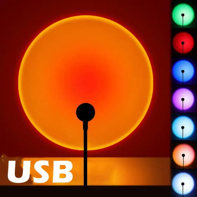 RnnTuu Led USB coucher de soleil lampe projecteur décor à la maison veilleuse Portable lumière d'ambiance pour salon mur photographie néons
