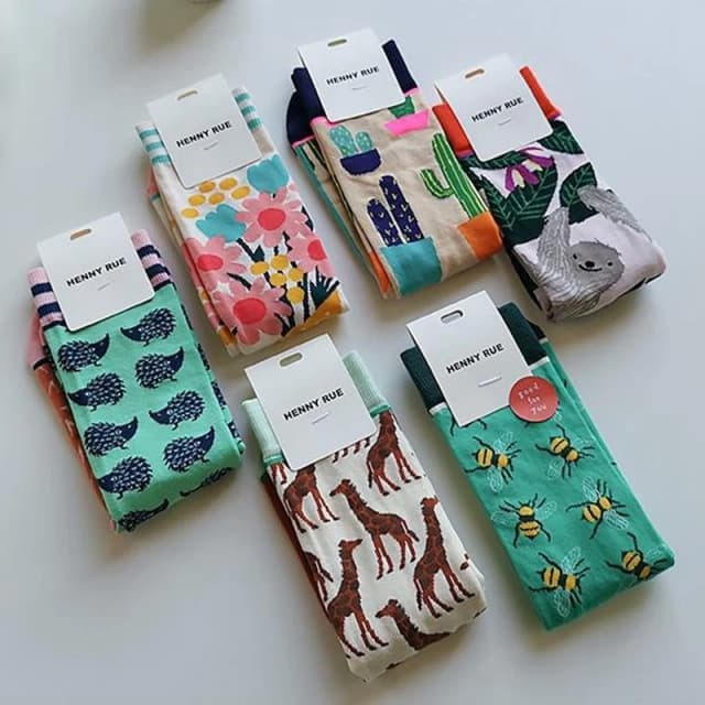 Mode coloré printemps automne bas femmes chaussettes plante hérisson paresseux coton chaussettes personnalité droite chaussettes à la mode