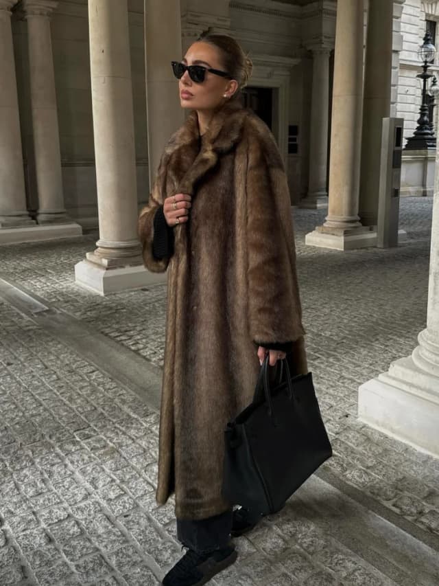 Manteau d'optique en fausse fourrure moelleux pour femmes, manches longues, revers élégant, pardessus courts, monochromatique, mode féminine, rue, automne, hiver