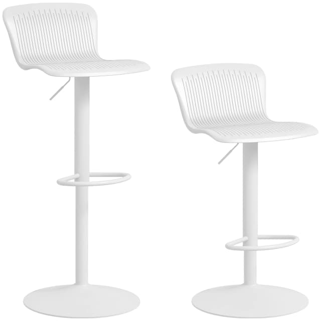 HOMCOM Lot de 2 tabourets de bar, chaises de bar réglable en hauteur avec assise pivotant en plastique, dossier incurvé et repos