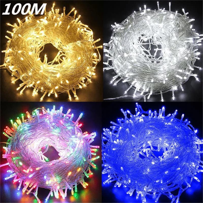Guirxiété lumineuse LED extérieure pour Noël, lumières de vacances dégradées, décoration d'arbre, 100m, 10m, 5m