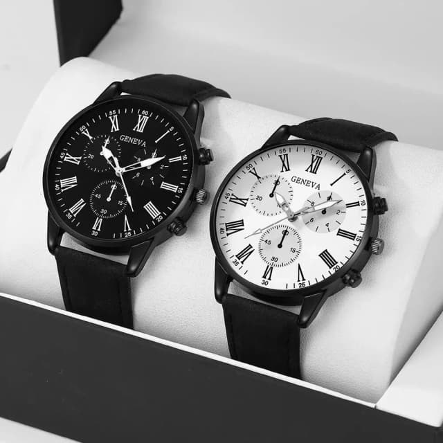 2 pièces ensemble Couple mode montres en cuir décontractées dames cadran Simple montres à Quartz robe horloge Montre Femme