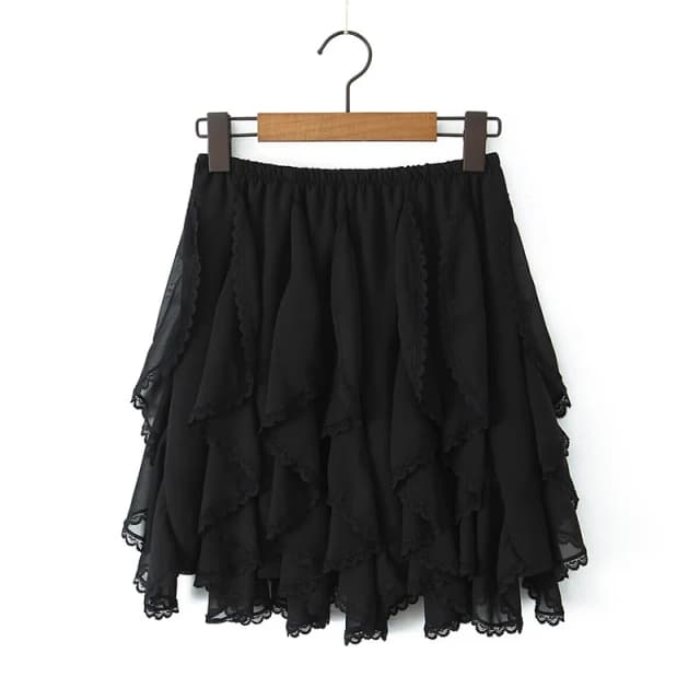 YENKYE-Jupe en dentelle superposée pour femme, ligne dégradée, élastique, taille haute, soirée plage, club, streetwear, été, nouveau, 2025