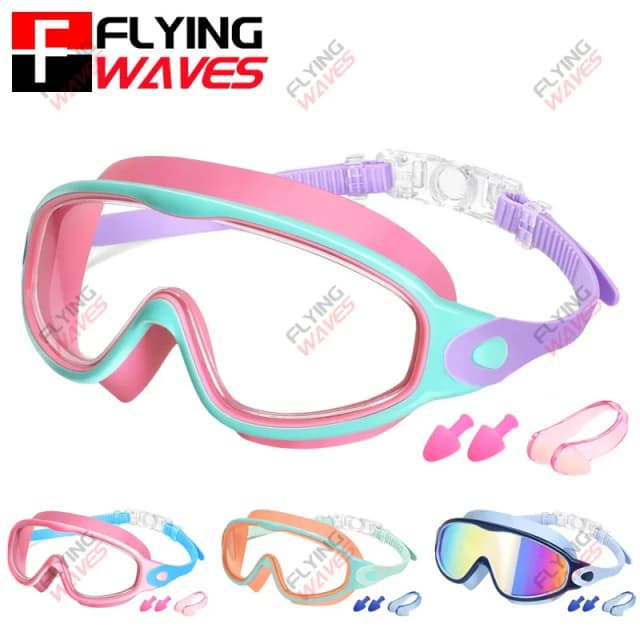 Lunettes de natation colorées pour enfants, Vision large, Anti-UV, Anti-buée, sans fuite, accessoires de natation pour garçons et filles, jeunes tout-petits âgés de 3 à 15 ans
