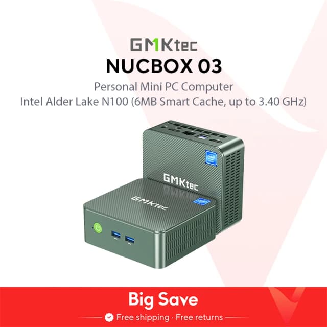 GMKtec-Mini PC G3, Intel Alder Lake N100, Windows 11 Pro, 8 Go, 16 Go, DDR4, 256 Go, 512 Go, PCIe M.2, SSD, WiFi, 6 BT Stimule, Ordinateur de bureau