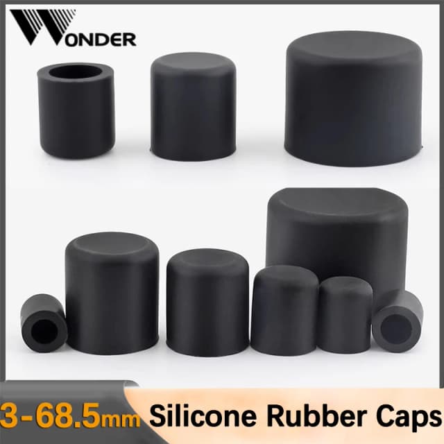 Bouchons ronds en caoutchouc de Silicone noir 3-68.5mm bouchon d'insertion de tuyau rond joints de Protection anti-poussière couvercle d'extrémité de tuyau