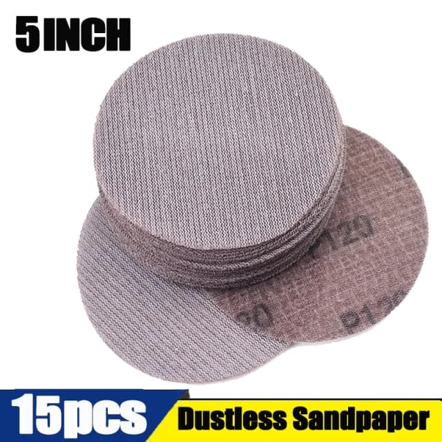 15 pièces 5 pouces 125mm disques abrasifs en maille crochet et boucle abrasif sans poussière grille papier abrasif Anti-blocage meulage papier de verre pour voiture