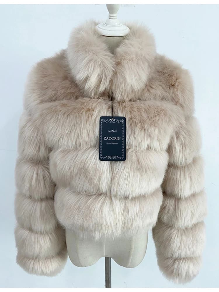 ZADORIN nouvelle mode court hiver fausse fourrure de renard manteau femmes de luxe col de fourrure épais chaud fourrure veste fausse fourrure haut court