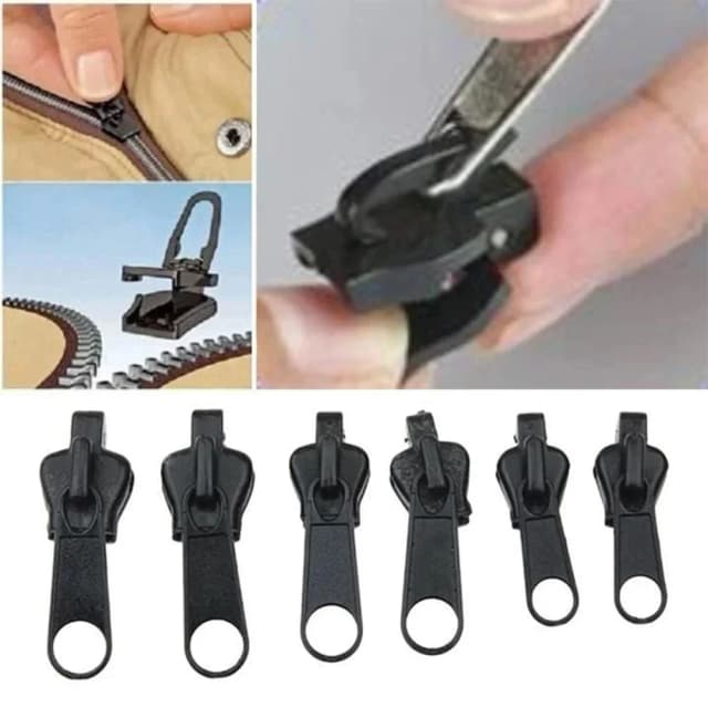 Kit de réparation de fermeture éclair instantanée universelle, 6 pièces, noir, fixation instantanée, curseur de remplacement, sauvetage des dents, nouveau Design pour bricolage, couture