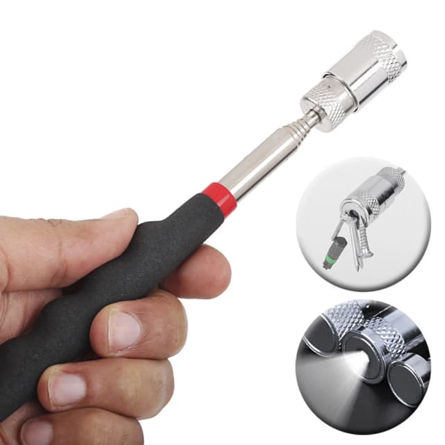 Stylo magnétique télescopique, tige de ramassage extensible avec lumière, Mini outil de ramassage magnétique Portable pour la ramassage des vis, écrou Bol
