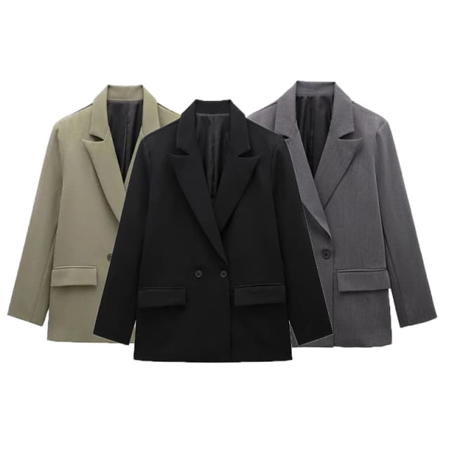 KUCLUT – manteau de costume ample à Double boutonnage pour femme, couleur unie, nouvelle collection printemps et automne 2024