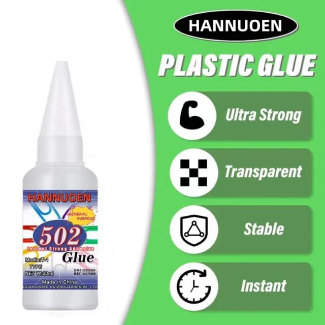 Adhésif 502 super résistant à séchage rapide, utilisé professionnellement pour la réparation quotidienne des plastiques de jouets, blanc, transparent et inodore