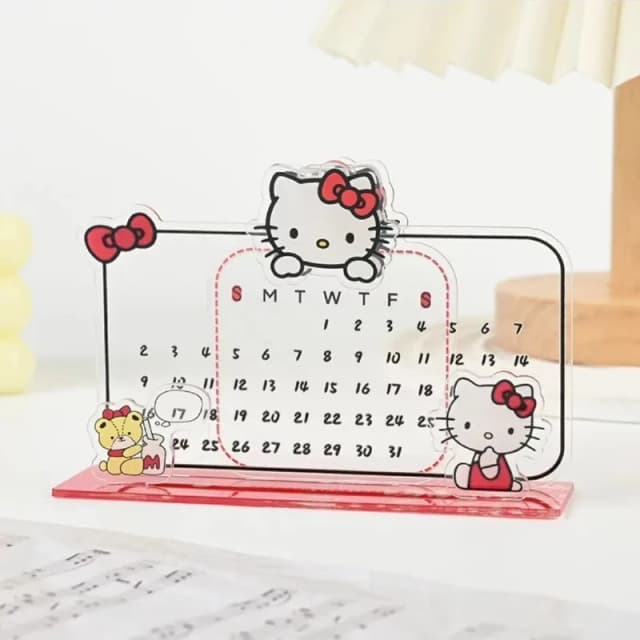 Calendrier mignon en acrylique, ornement de recyclage de chat, calendrier réutilisable, tableau de notes Ins, cadeau essentiel de bureau