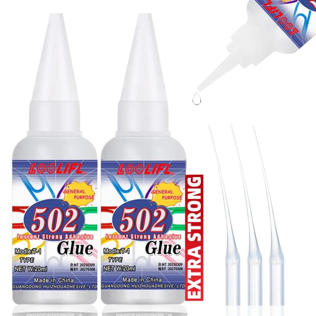 502 adhésif séché super puissant, spécialisé pour les jouets en plastique et autres corrections quotidiennes, blanc transparent sans odeur.