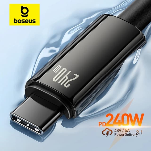 Câble USB C Baseus 240W pour iPhone 17 16 15 Plus Pro Max supercharge pour Macbook chargeur rapide câble de Type C pour xiaomi Samsung