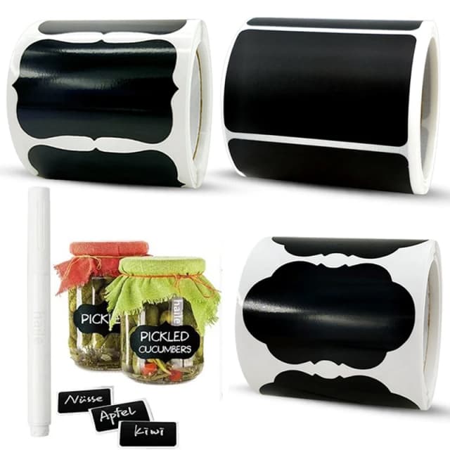 Autocollants de tableau noir amovibles, 3 styles, avec stylo effaçable, étiquettes de tableau noir imperméables, 1.4x2,2 pouces, pour la maison et la cuisine, 120 pièces/rouleau