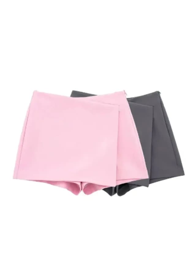 LAZVM femmes mode asymétrique paréo Style auto superposition Shorts jupes Vintage taille haute côté fermeture éclair femme jupe Mujer