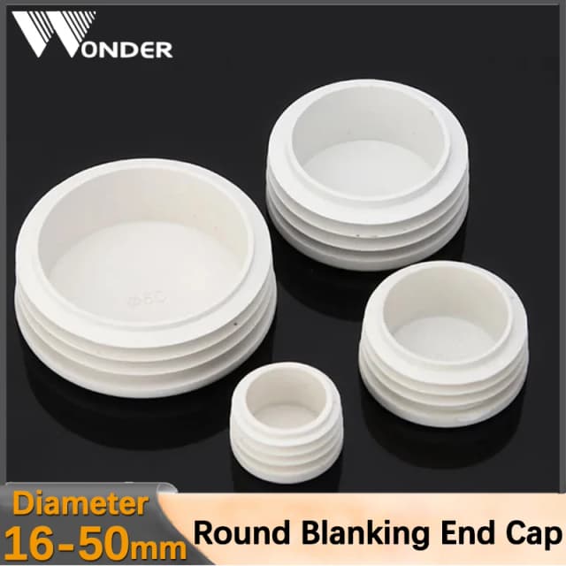 Bouchon intérieur rond en plastique blanc, bouchons d'extrémité de tuyau en acier, bouchons de pied de chaise antidérapants, couvercle d'étanchéité Dia 16mm-50mm