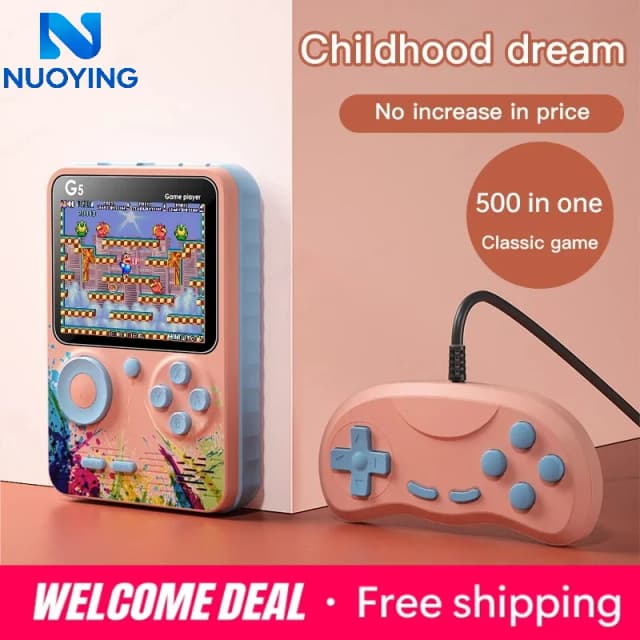 Console de jeux portable G5 500 en 1 MINI, console rétro pour garçons, écran LCD couleur 3,0 pouces, jeux 8 bits