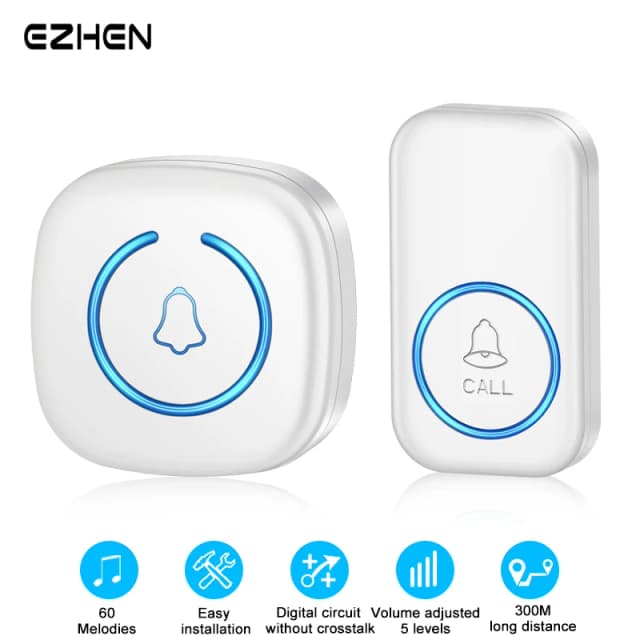 EZHEN sonnette sans fil intelligente sonnette de porte de bienvenue 60 sonneries chansons sonnette différente muet maison bureau appel cloche US EU Plug