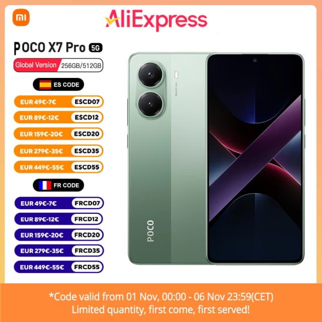 POCO X7 Pro 5G Version Européenne 256GB/512GB Dimensity 8400 Ultra Écran AMOLED 6,67", 120 Hz, Batterie 6000mAh, Hypercharge 90W, Appareil Photo Principal 50MP,  NFC