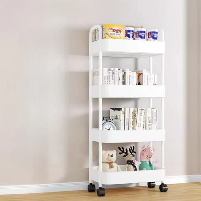 Carrinho de rack de armazenamento móvel multifuncional, carrinho de cozinha doméstico, acessórios de armazenamento multicamadas com rodas para quarto