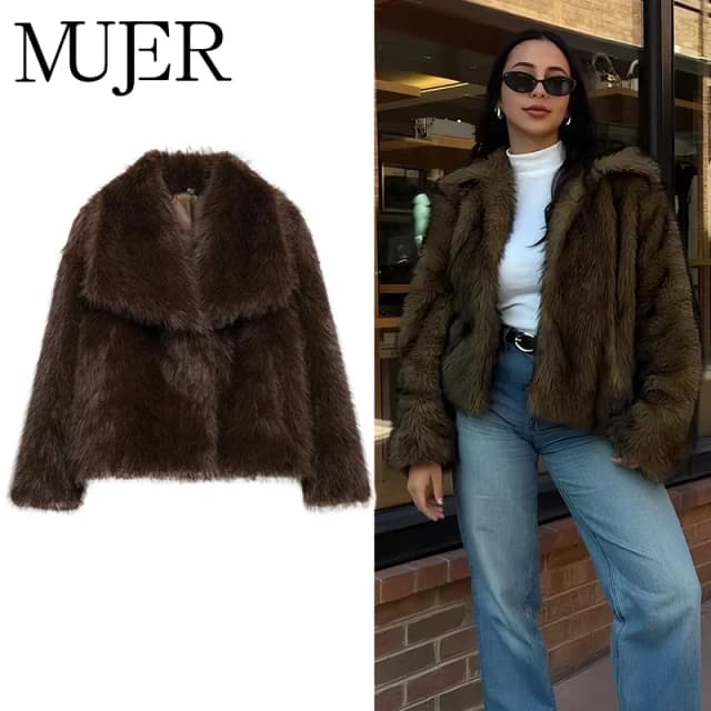 MUJER fausse fourrure manteau poilu femme chaud hiver manteau moelleux femmes nouvelles vestes en peluche pour les femmes vêtements d'extérieur de luxe femmes manteaux en peluche