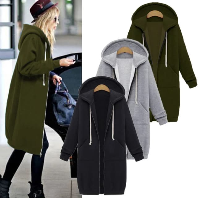Parka à capuche épaisse pour femme, veste ample, avec fermeture éclair, poche, taille Maxi, robes de sport, vêtements d'extérieur, automne hiver 2024