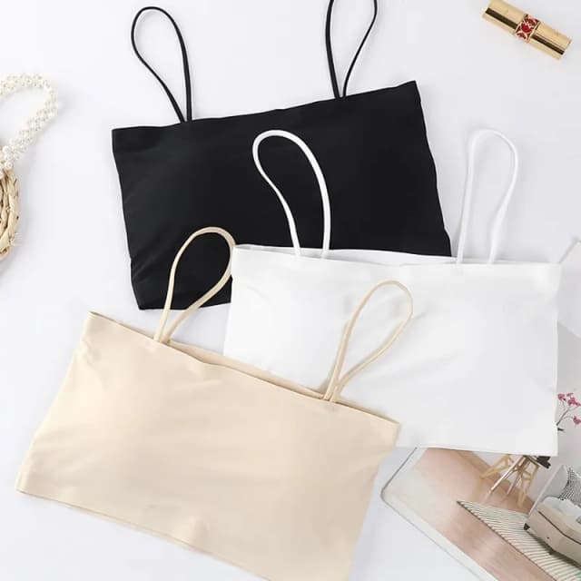 Soutien-gorge court sexy sans couture pour femmes, haut à bretelles blanches, caraco dos nu, couleur unie, vêtements d'été, Y-2023