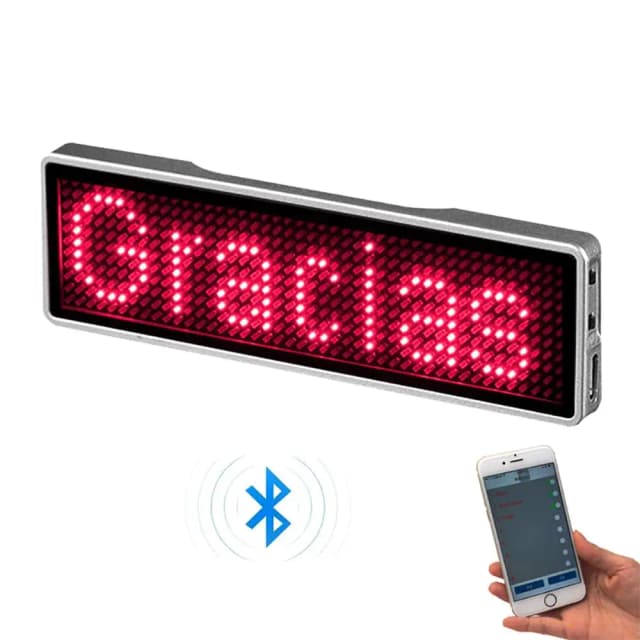 Insigne LED numérique Bluetooth Rechargeable, panneau d'affichage défilant Programmable, Mini affichage LED, étiquette nominative LED, DIY bricolage