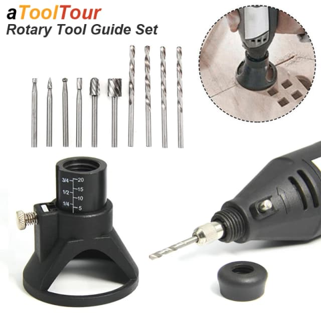 Routeur rotatif fraise Guide fixation foret hélicoïdal Kit d'outils de sculpture sur bois localisateur dédié outil de menuiserie pour Dremel
