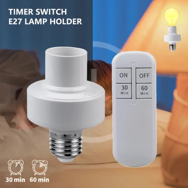 Bases de lampe à douille d'ampoule E27 avec interrupteur de minuterie intelligent, support de lampe avec télécommande sans fil pour lampe suspendue, lustre de plafond