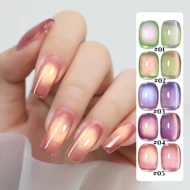 Vernis Gel œil de chat SS25 avec perles de verre et cristal, 5 couleurs, Kit de fournitures pour ongles professionnels, DIY, 1/6 pièces