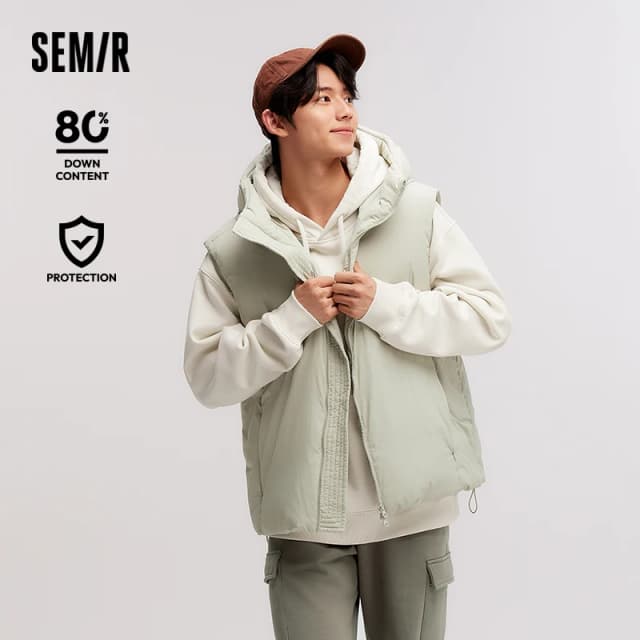 Semir-Haut à capuche en duvet à trois degrés pour homme, empilable, document solide, polyvalent, haut en fibre, hiver, nouveau, 2024