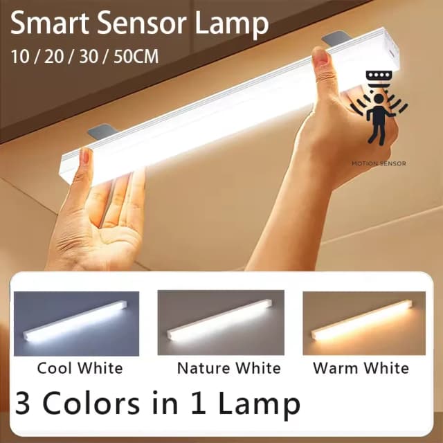 Lumière d'armoire USB Rechargeable capteur de mouvement barre de LED lumière veilleuse à Induction Portable cuisine chevet armoire placard allée