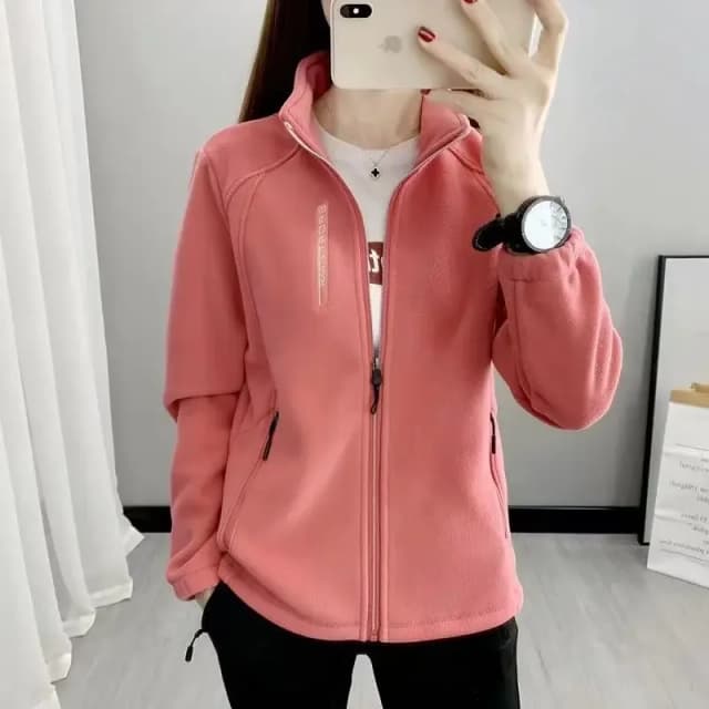 Manteau polaire chaud et épais pour femmes, grande taille, impression de lettres, Double face, manteaux d'extérieur en velours, fermeture éclair, sweat-shirt de sport